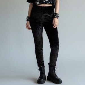 Hot Topic Black Crushed Velvet Leggings whimsigoth emo goth vibes